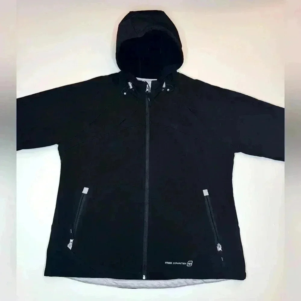 Free Country Women’s  Full Zip Hooded Black Jacket Size- Extra Large